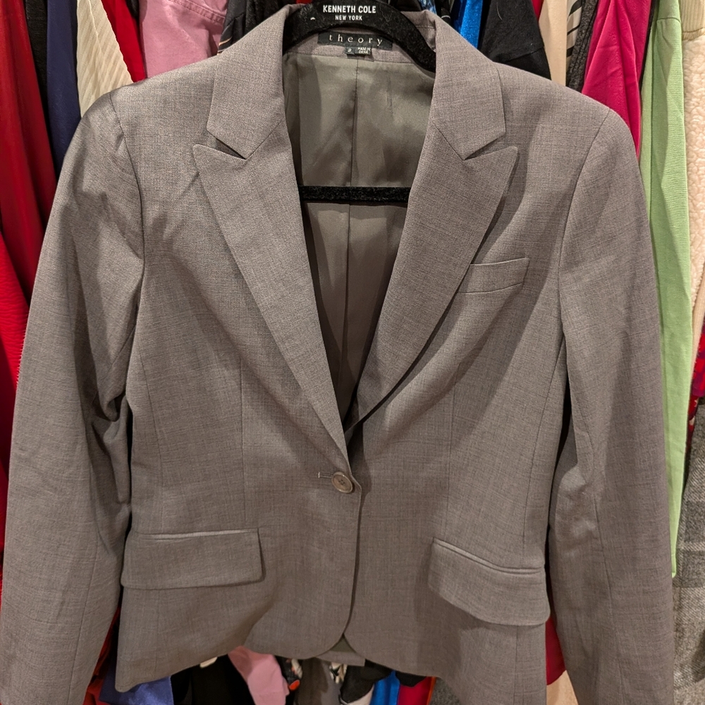Theory Wool 1 Button Blazer - 2